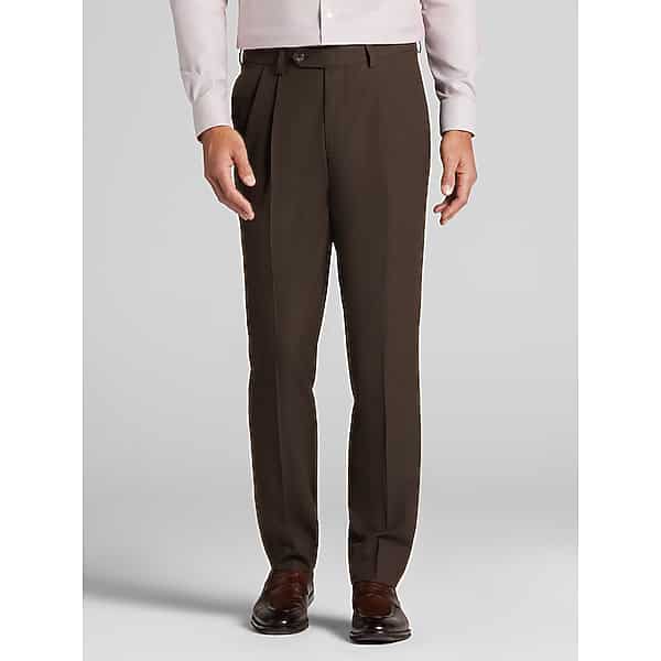 Joseph Abboud Men's Modern Fit Pleated Dress Pant Brown - Size: 38W x 30L