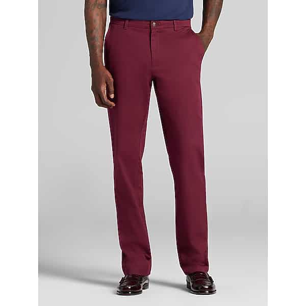 Joseph Abboud Men's Modern Fit Comfort Stretch Chinos Pantone Windsor Purple Wine - Size: 32W x 30L
