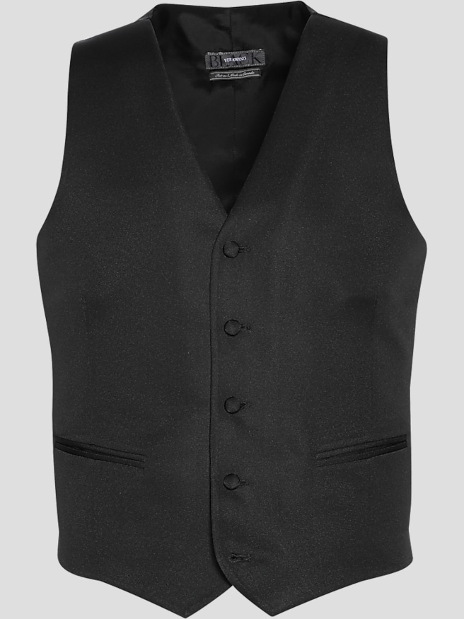  Black by Vera Wang Men's Slim Fit Wool Tuxedo Vest , Black