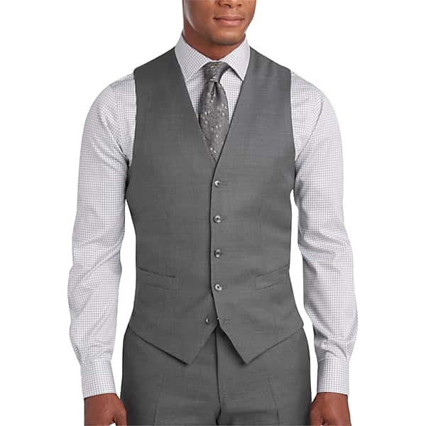 Joseph Abboud Big & Tall Modern Fit Men's Suit Separates Vest Gray Solid - Size: XLT