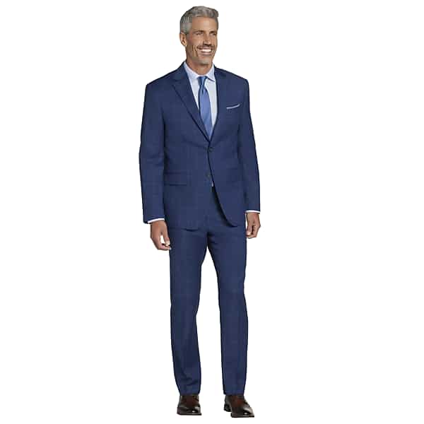 Pronto Uomo Big & Tall Men's Modern Fit Windowpane Suit Blue Plaid - Size: 52 Long - Only Available at Men's Wearhouse TMW30BZ52367