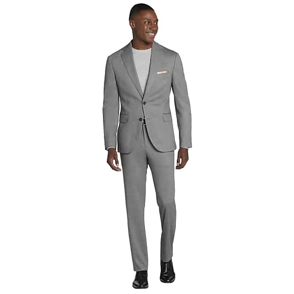 JOE Joseph Abboud Slim Fit Sharkskin Men's Suit Jacket Gray Sharksin - Size: 46 Long TMW30BW46390