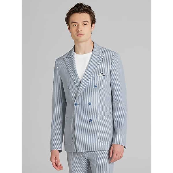 Paisley & Gray Men's Paisley & Amp; Gray Slim Fit Suit Seersucker Jacket Blue/Grey Seersucker - Size: 42 Regular TMW30BY42276