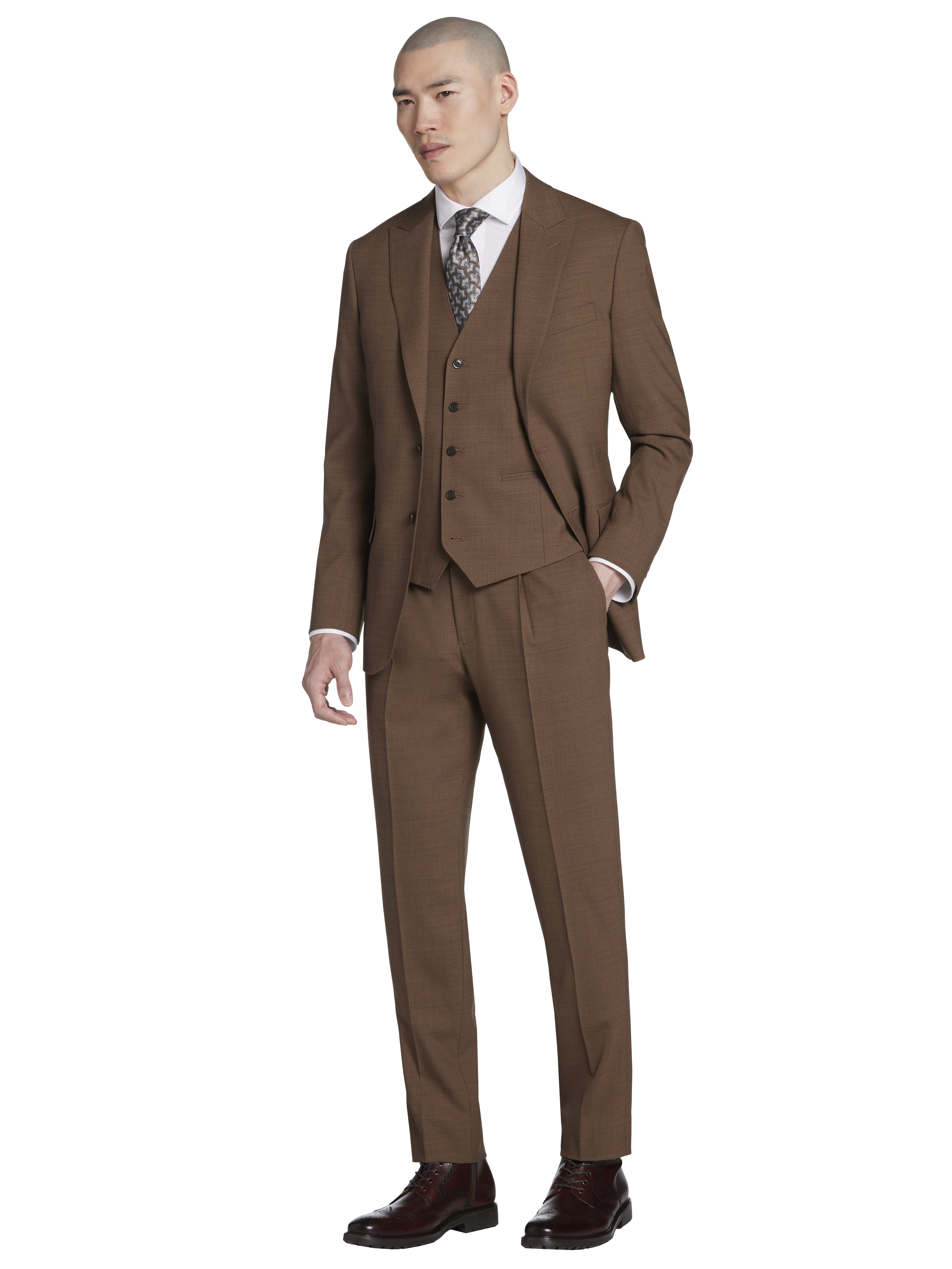 Slim Fit Wool Blend Sharkskin Suit Jacket