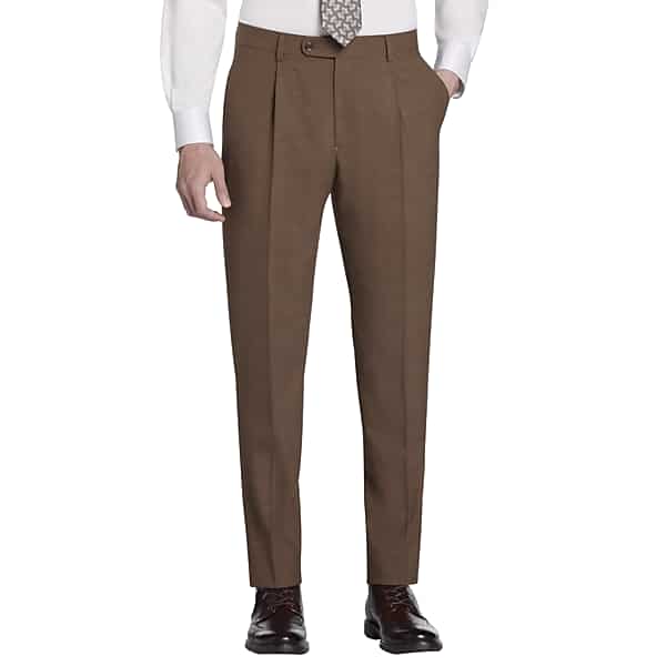 JOE Joseph Abboud Slim Fit Wool Blend Sharkskin Men's Suit Pants Carmel - Size: 46W x 32L TMW30FB46T18