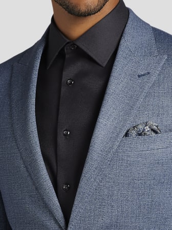 Modern Fit Wool Blend Windowpane Suit Jacket