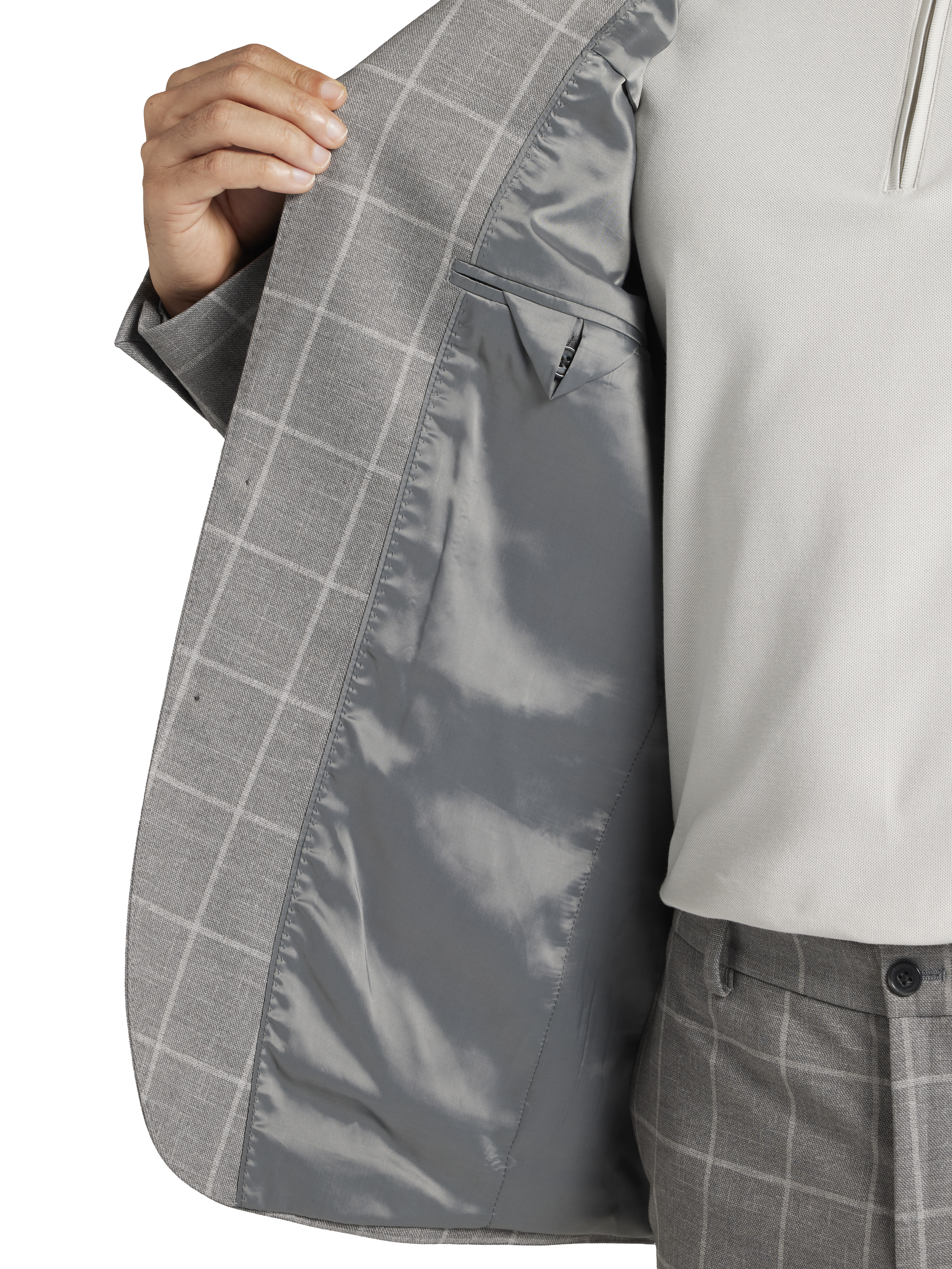Slim Fit Windowpane Suit Jacket