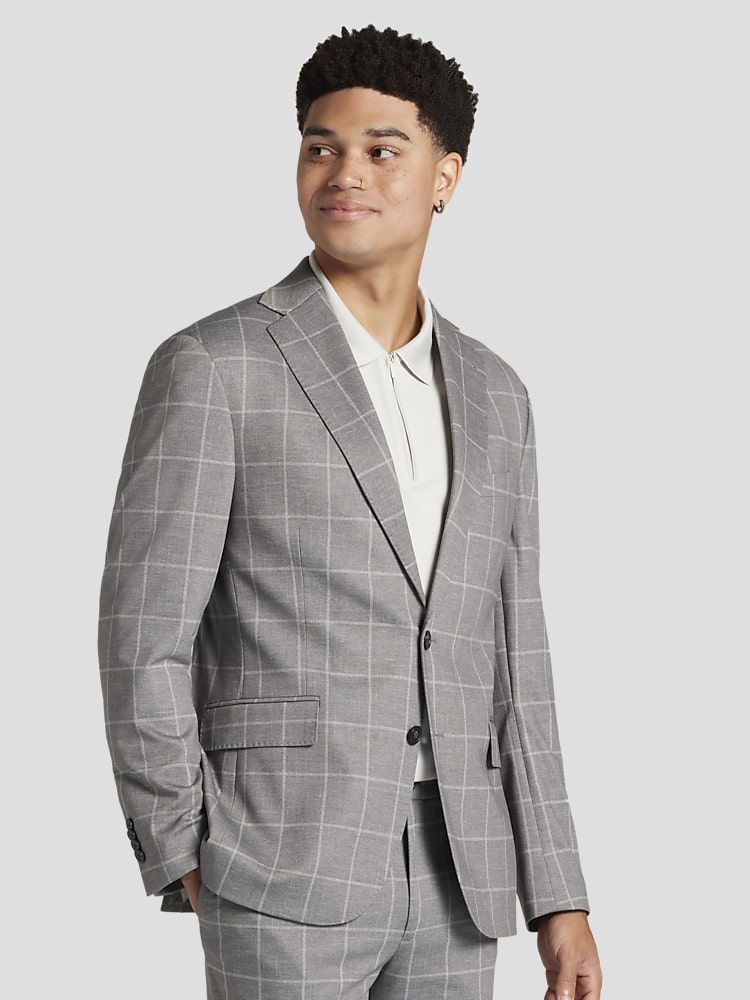 JOE Joseph Abboud Slim Fit Windowpane Suit Jacket, Gray Windowpane