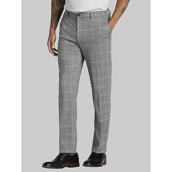 JOE Joseph Abboud Slim Fit Windowpane Men's Suit Pants Gray Windowpane - Size: 36W x 30L TMW31BA36064