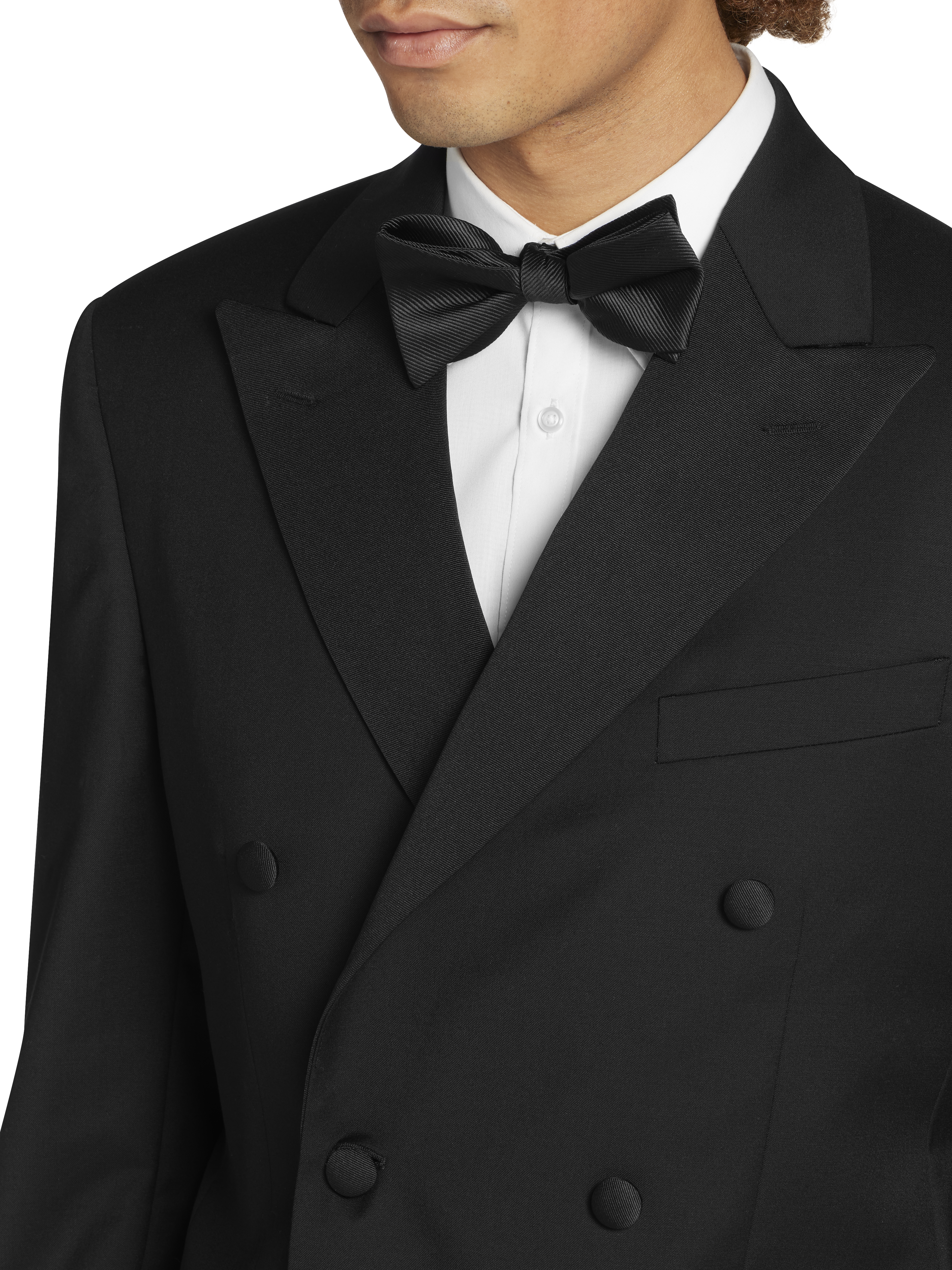 Slim Fit Wool Double Breasted Peak Lapel Tuxedo Jacket