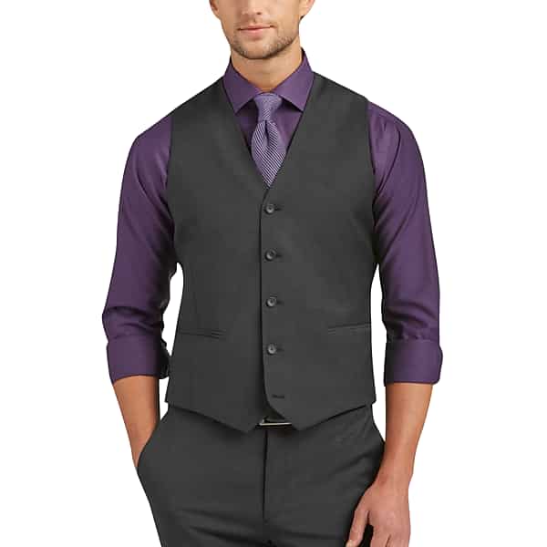 Awearness Kenneth Cole AWEAR-TECH Men's Extreme Slim Fit Suit Separates Vest Charcoal Gray - Size: Small