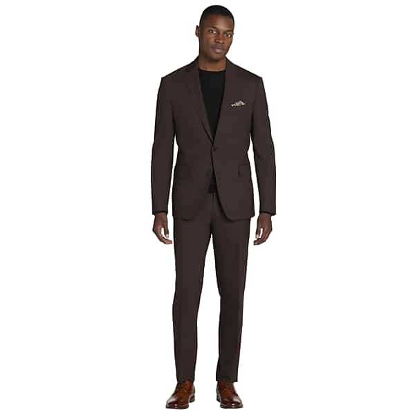 JOE Joseph Abboud Slim Fit Sharkskin Men's Suit Jacket Brick - Size: 40 Short TMW31KB40173
