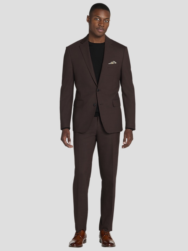JOE Joseph Abboud Big & Tall Slim Fit Sharkskin Men's Suit Jacket , Brick / Brown