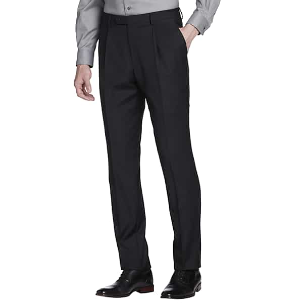 JOE Joseph Abboud Slim Fit Wool Blend Single Pleat Men's Suit Pants Black Solid - Size: 30W x 32L TMW31NB30T02