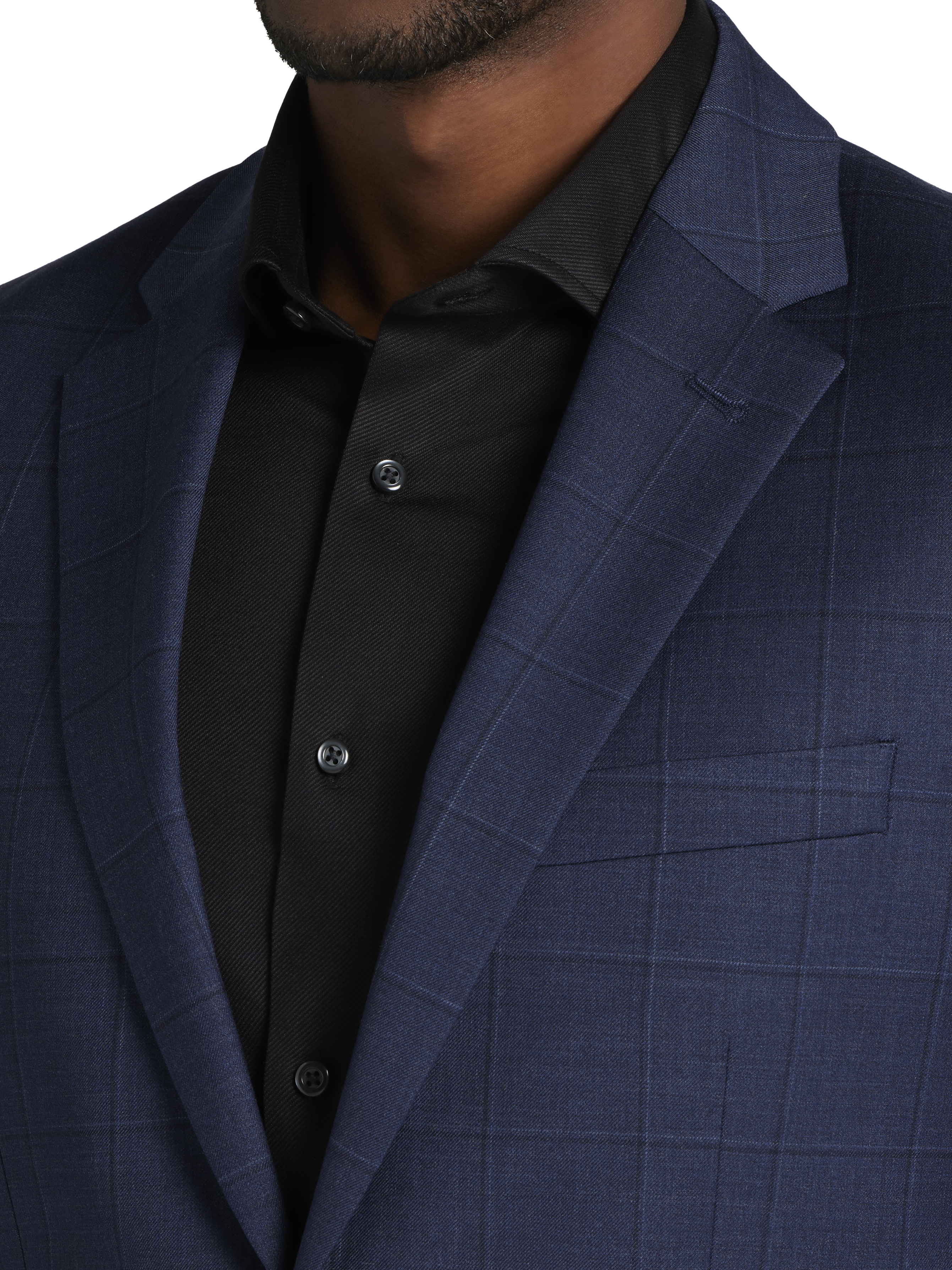 Classic Fit Wool Blend Windowpane Suit Jacket
