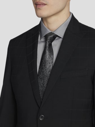 Modern Fit Wool Blend Windowpane Suit Jacket