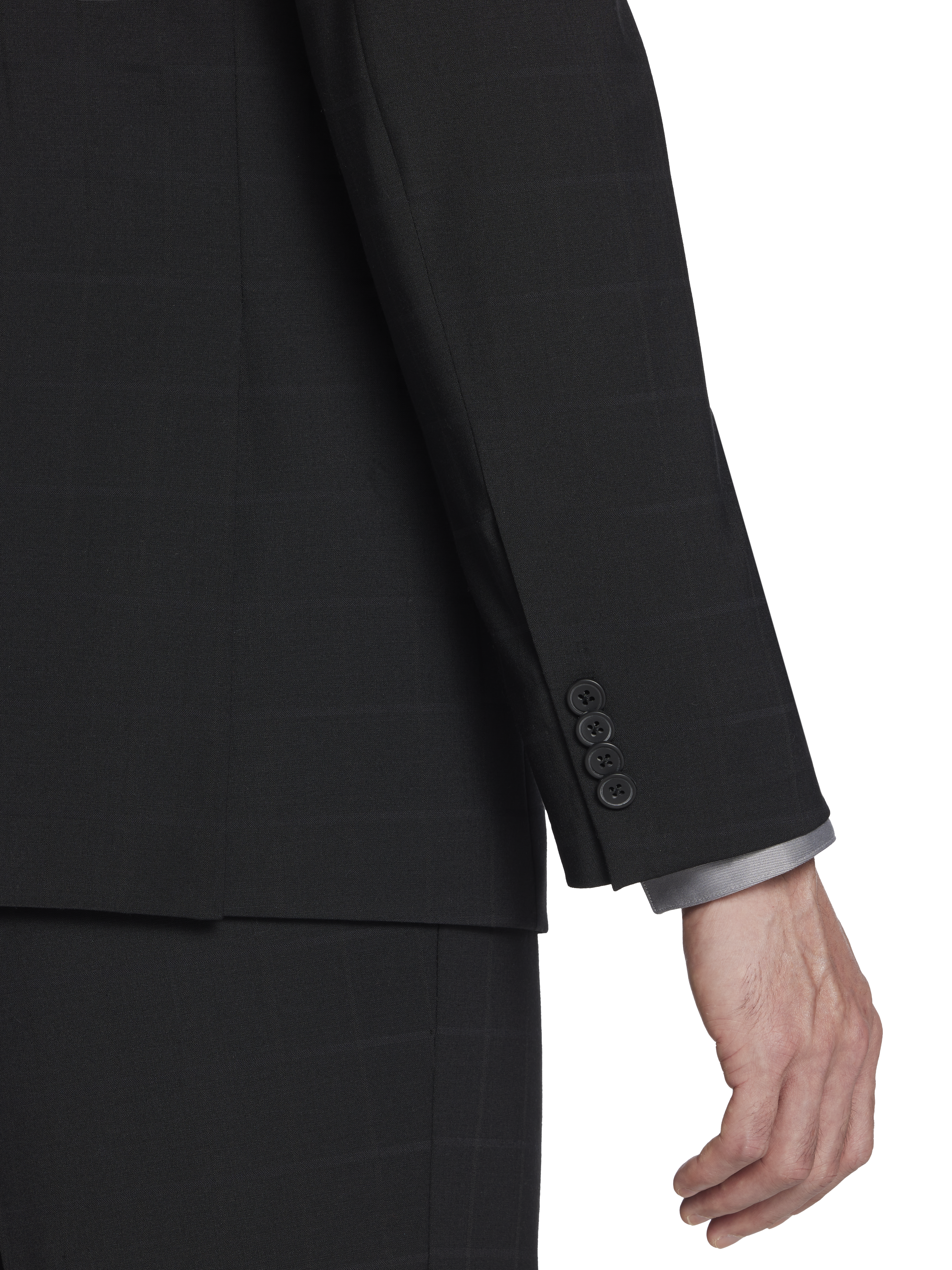Modern Fit Wool Blend Windowpane Suit Jacket