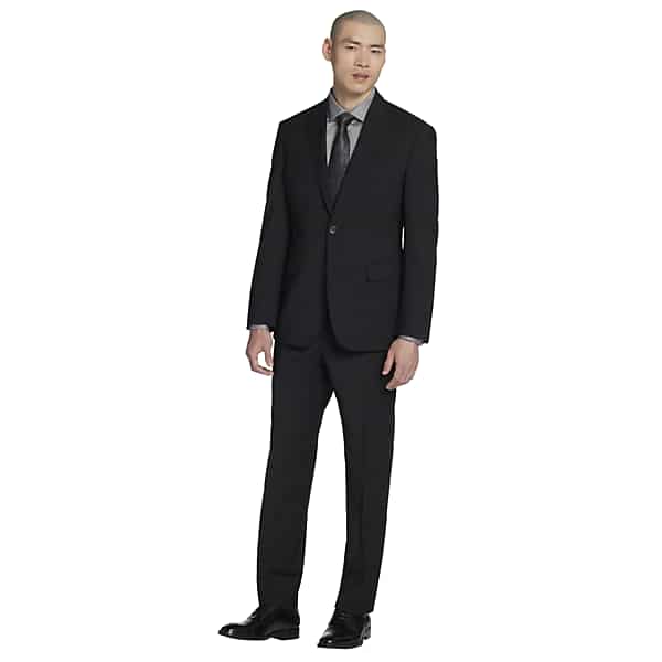 Awearness Kenneth Cole Big & Tall Modern Fit Windowpane Plaid Men’s Suit Separates Jacket Black Windowpane – Size: 48 Regular