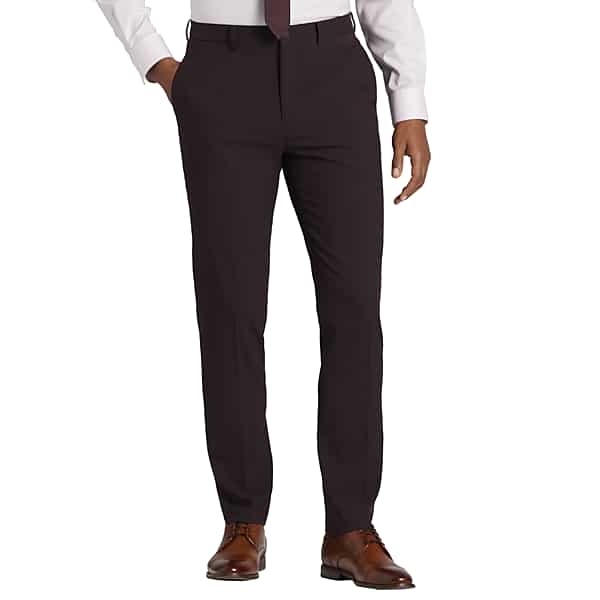 Calvin Klein Skinny Fit Men's Suit Pants Burgundy - Size: 32W x 30L TMW322B32006
