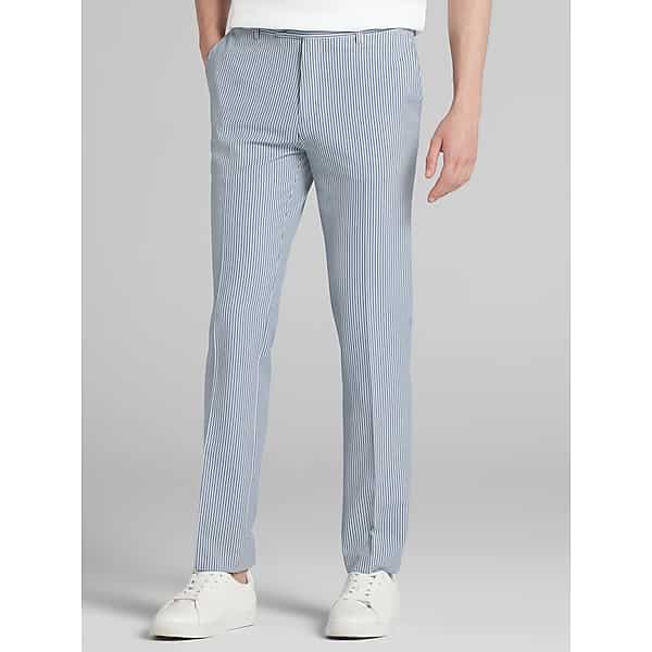 Paisley & Gray Men's Slim Fit Seersucker Pants Blue/Grey Seersucker - Size: 42W x 32L TMW32B642T76