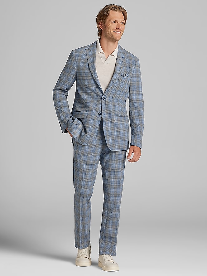 Paisley &Amp; Gray Slim Fit Suit Seersucker Jacket