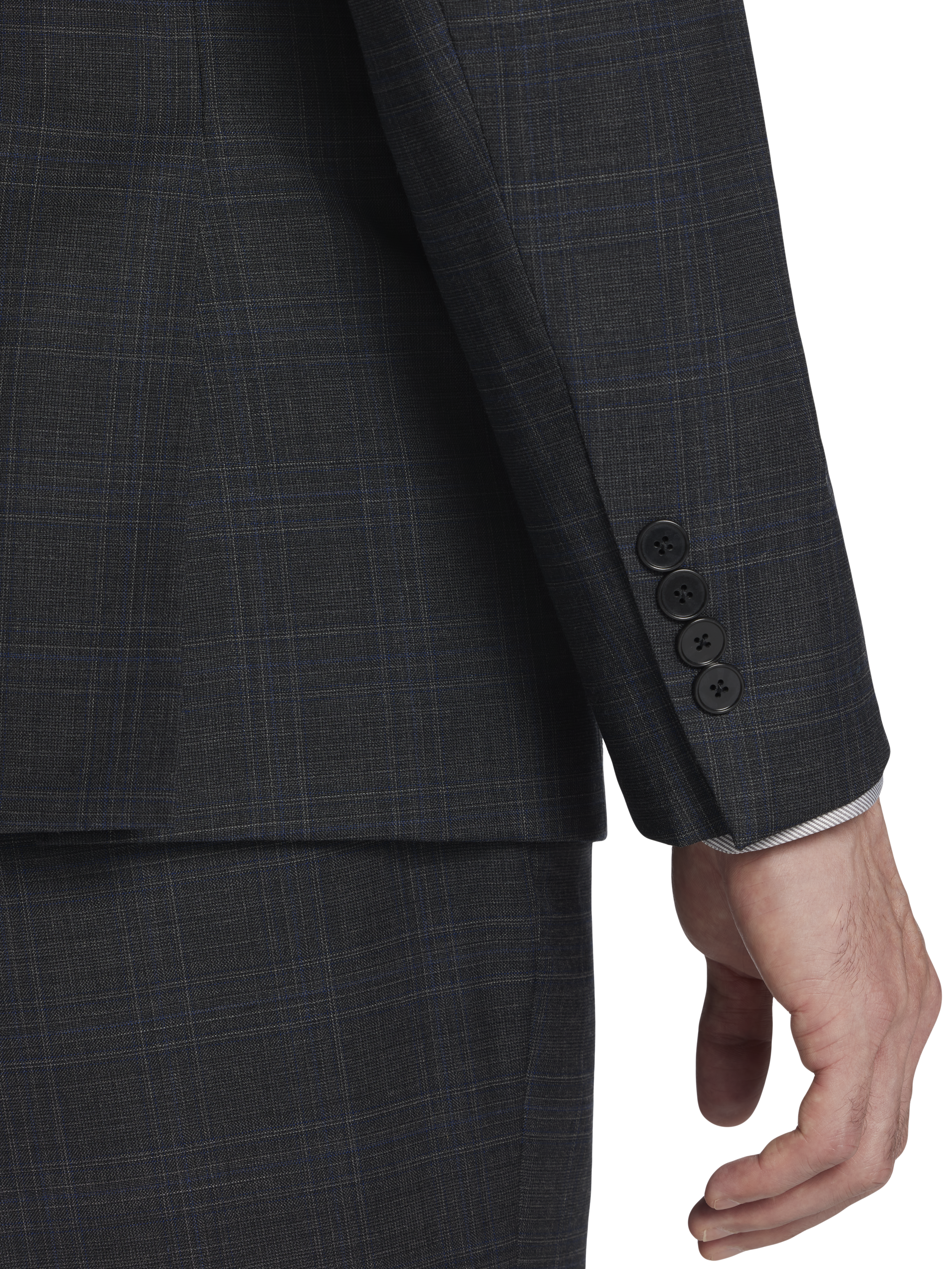 Slim Fit Wool Blend Plaid Suit Jacket