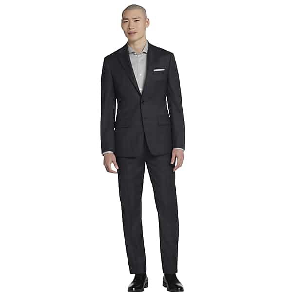 Calvin Klein Slim Fit Wool Blend Plaid Men's Suit Jacket Grey/Tan Plaid - Size: 36 Short TMW32BU36164