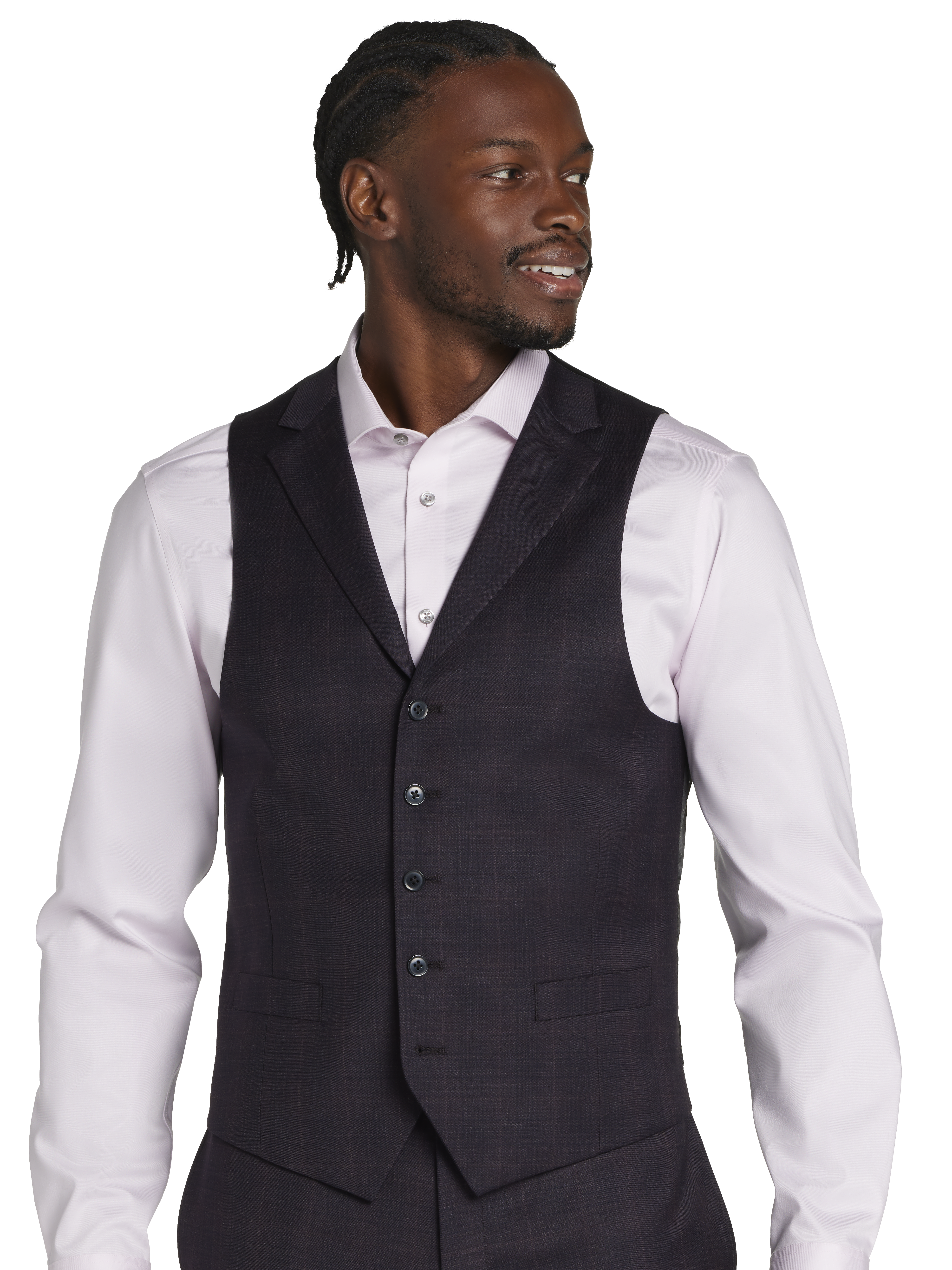 Classic Fit Plaid Suit Separates Vest