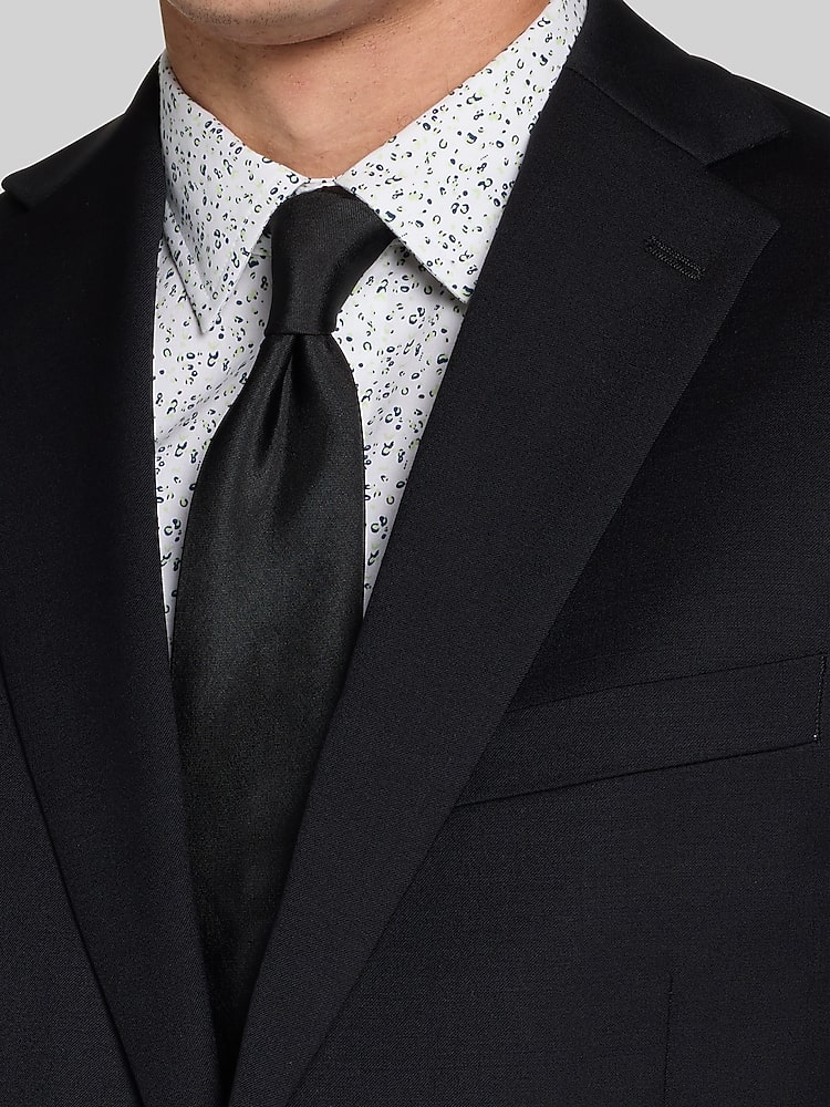 Awearness Kenneth Cole Big & Tall CHILLFLEX Slim Fit 3-Piece Wool Blend Suit in Black Solid  Mens Suit Set, Size XXL