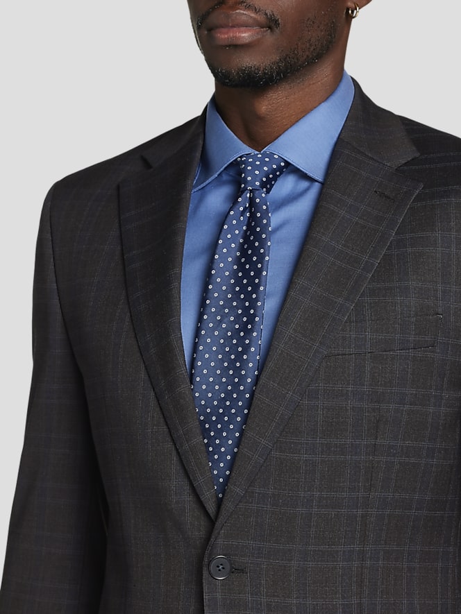 Michael Strahan Classic Fit Wool Blend Plaid Suit Jacket