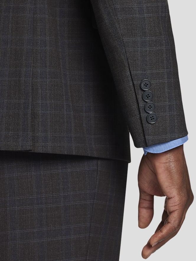 Michael Strahan Classic Fit Wool Blend Plaid Suit Jacket