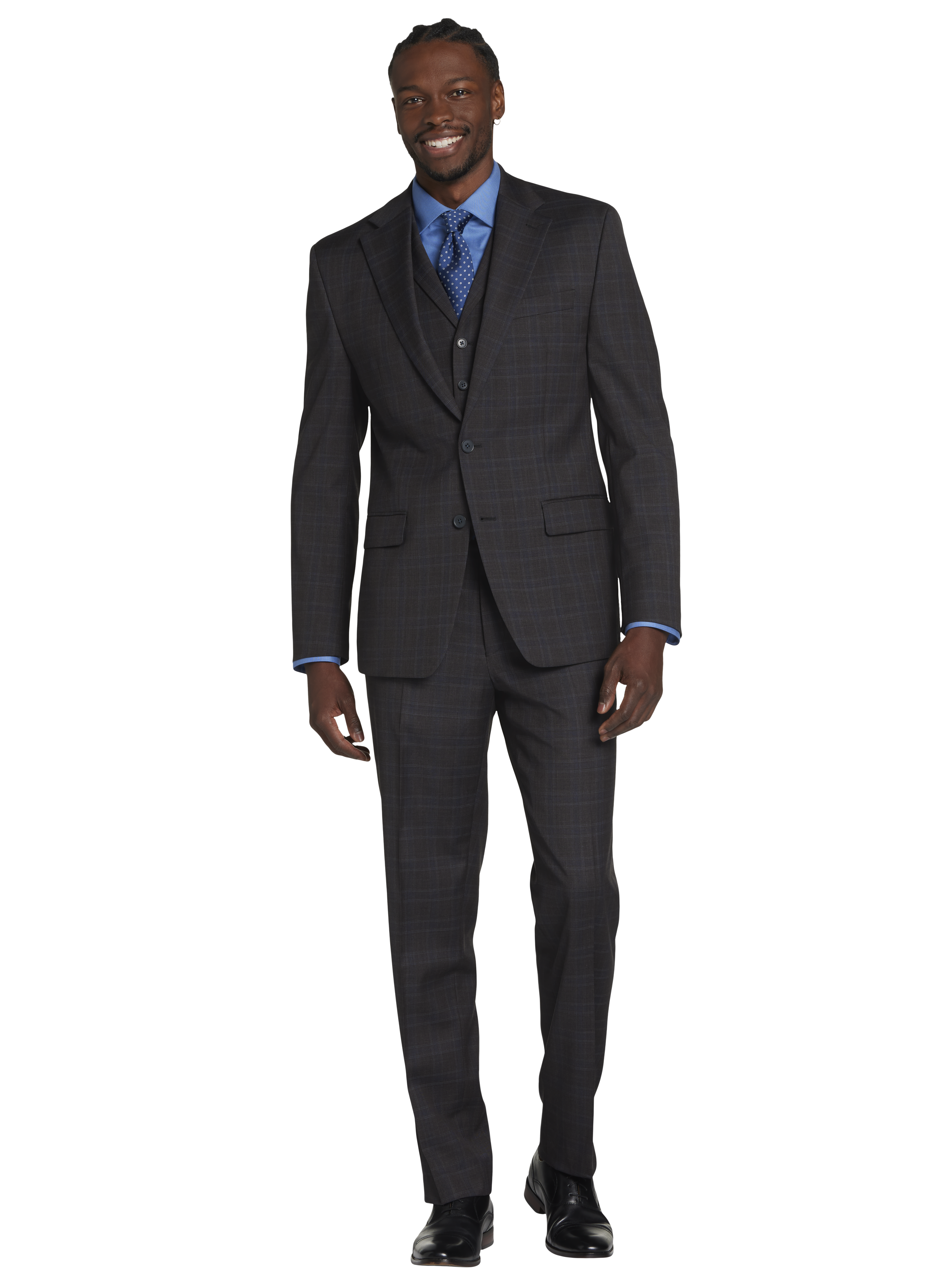 Classic Fit Wool Blend Plaid Suit Jacket