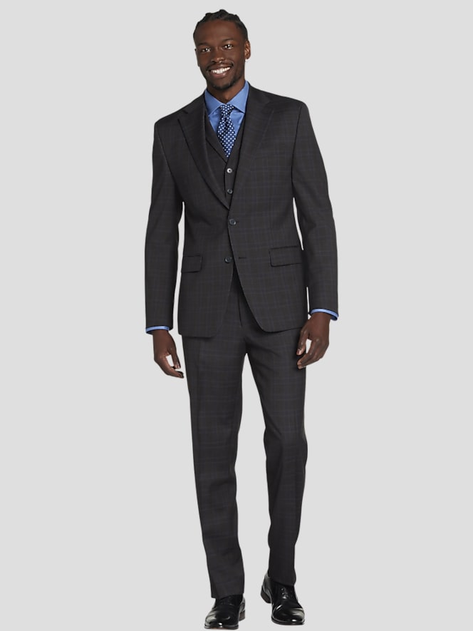Michael Strahan Classic Fit Wool Blend Plaid Suit Jacket