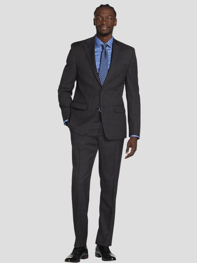 Michael Strahan Classic Fit Wool Blend Plaid Suit Jacket