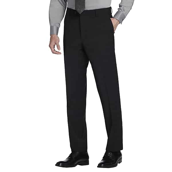 Awearness Kenneth Cole Modern Fit Wool Blend Windowpane Men's Suit Pants Black Windowpane - Size: 38W x 34L TMW32TB38F42