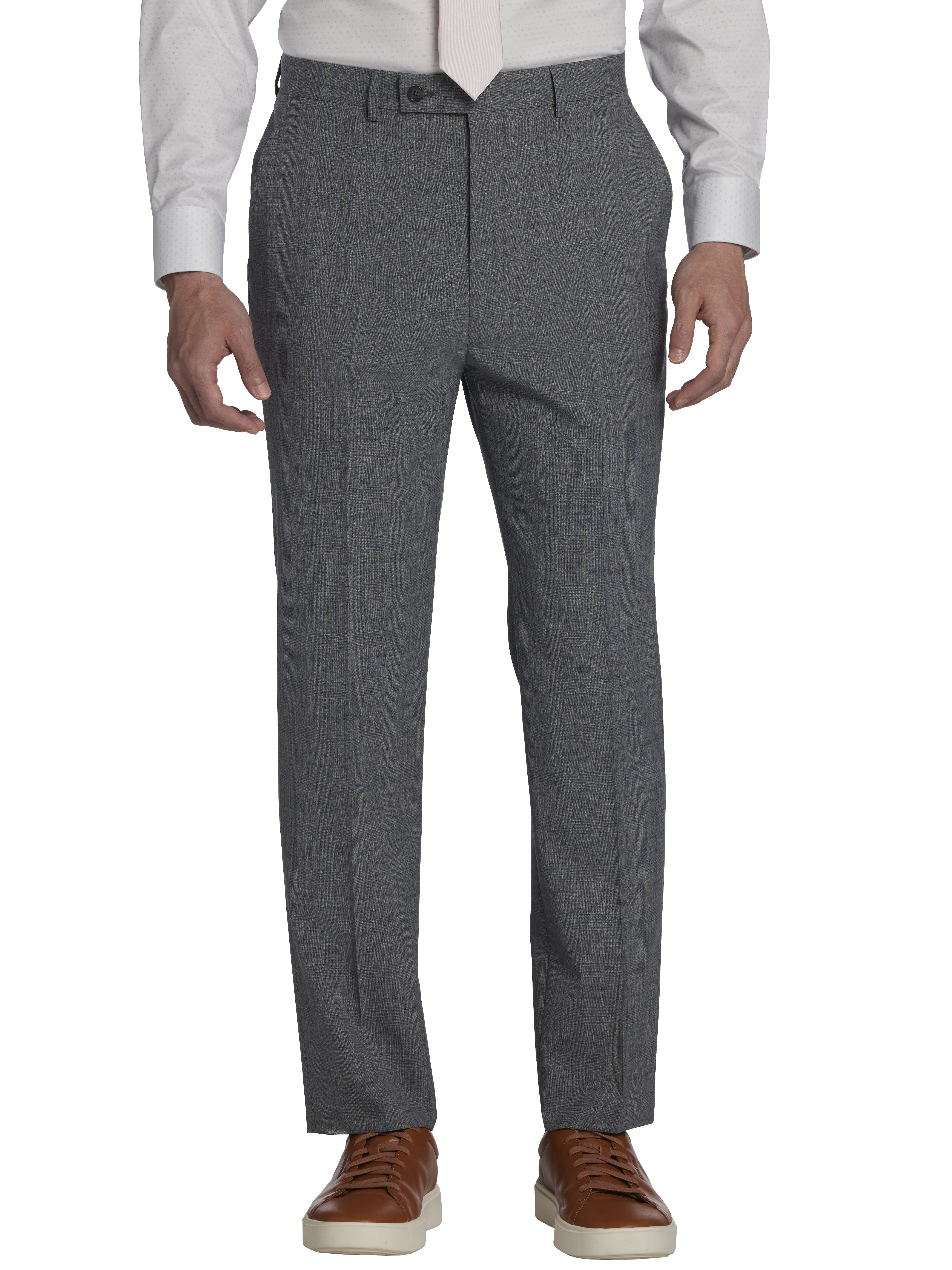 Slim Fit Wool Blend Plaid Suit Pants