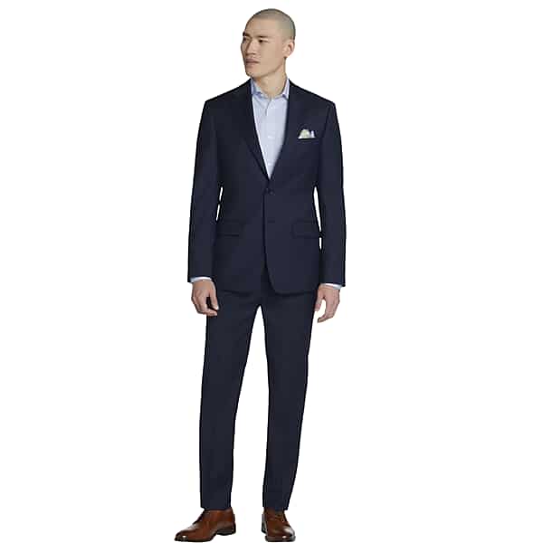 Calvin Klein Slim Fit Wool Blend Men's Suit Jacket Blue Textured - Size: 48 Regular TMW32YB48270