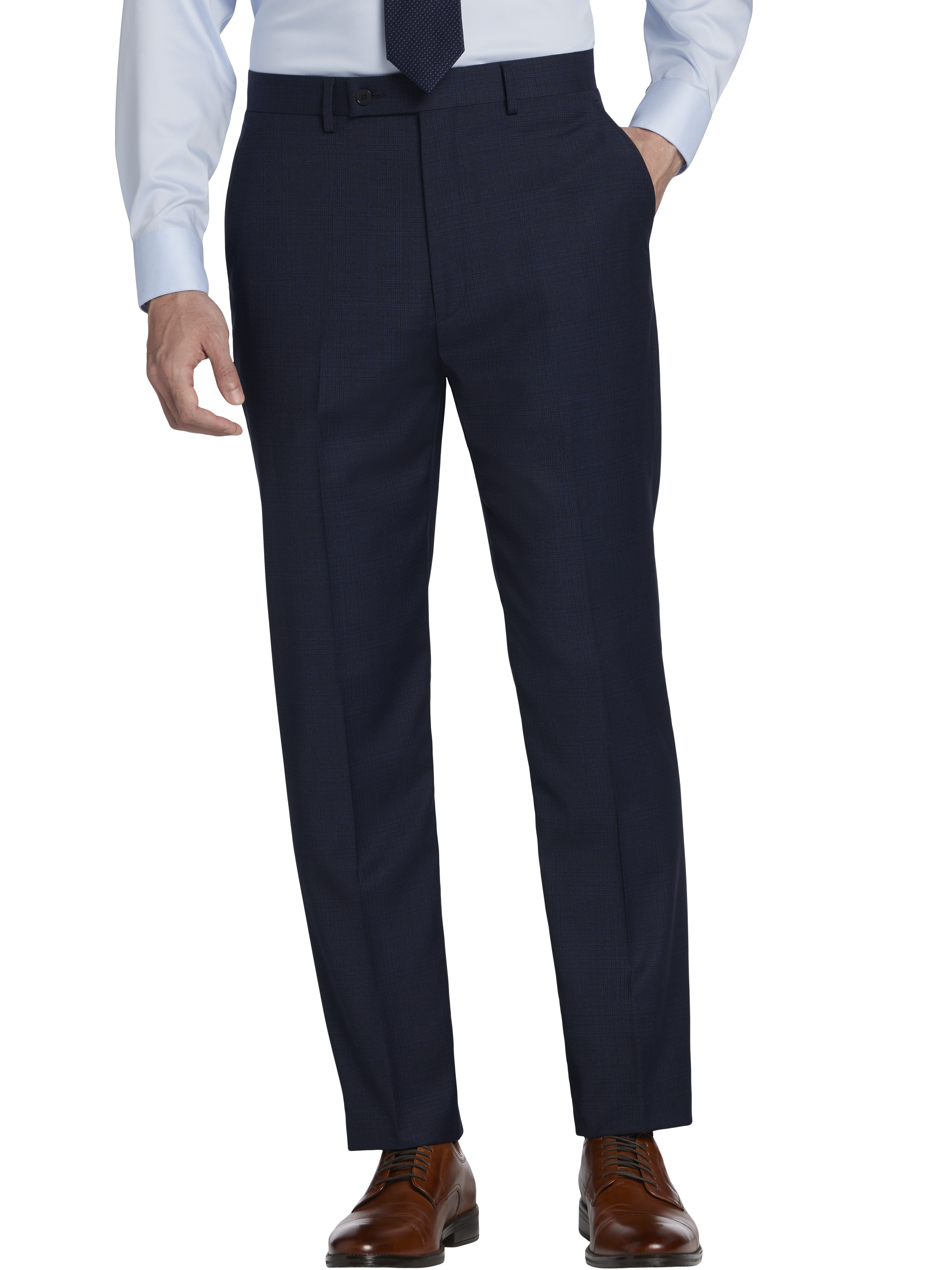 パンツ BROCHURE 1P WOOL SLACKS NAVY Blue Wool Pants | Men's Wearhouse
