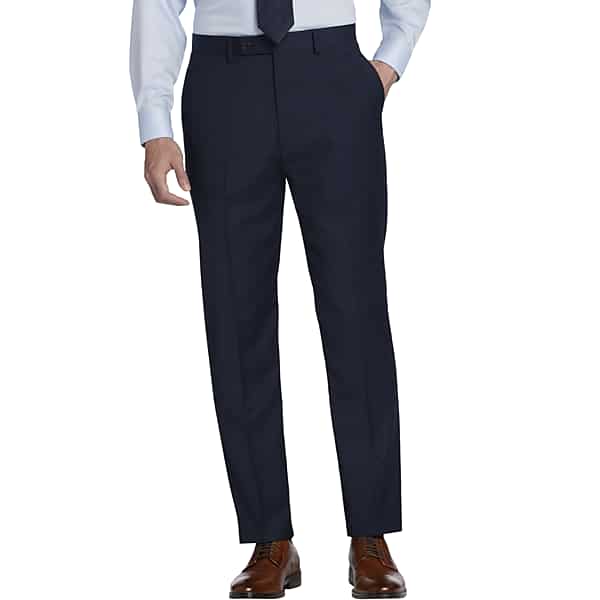 Calvin Klein Slim Fit Wool Blend Men's Suit Pants Blue Texture - Size: 34W x 30L TMW32ZB34070
