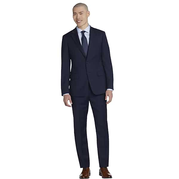 Calvin Klein Slim Fit Wool Blend Men's Suit Jacket Navy Windowpane - Size: 48 Regular TMW332B48261