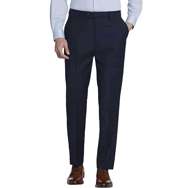 Calvin Klein Slim Fit Wool Blend Men's Suit Pants Navy Windowpane - Size: 40W x 30L TMW333B40061