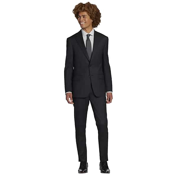 Calvin Klein Slim Fit Wool Blend Peak Lapel Men's Suit jacket Charcoal Tic - Size: 46 Long TMW33BG46375