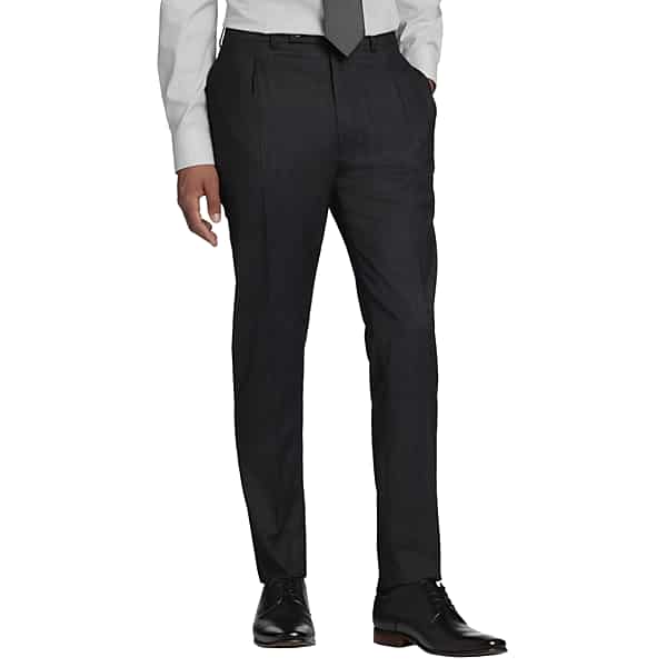 Calvin Klein Slim Fit Wool Blend Pleated Men's Suit Pants Charcoal Tic - Size: 42W x 30L TMW33BM42075