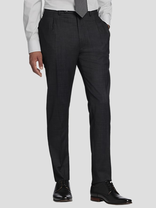 Calvin Klein Slim Fit Wool Blend Pleated Suit Pants