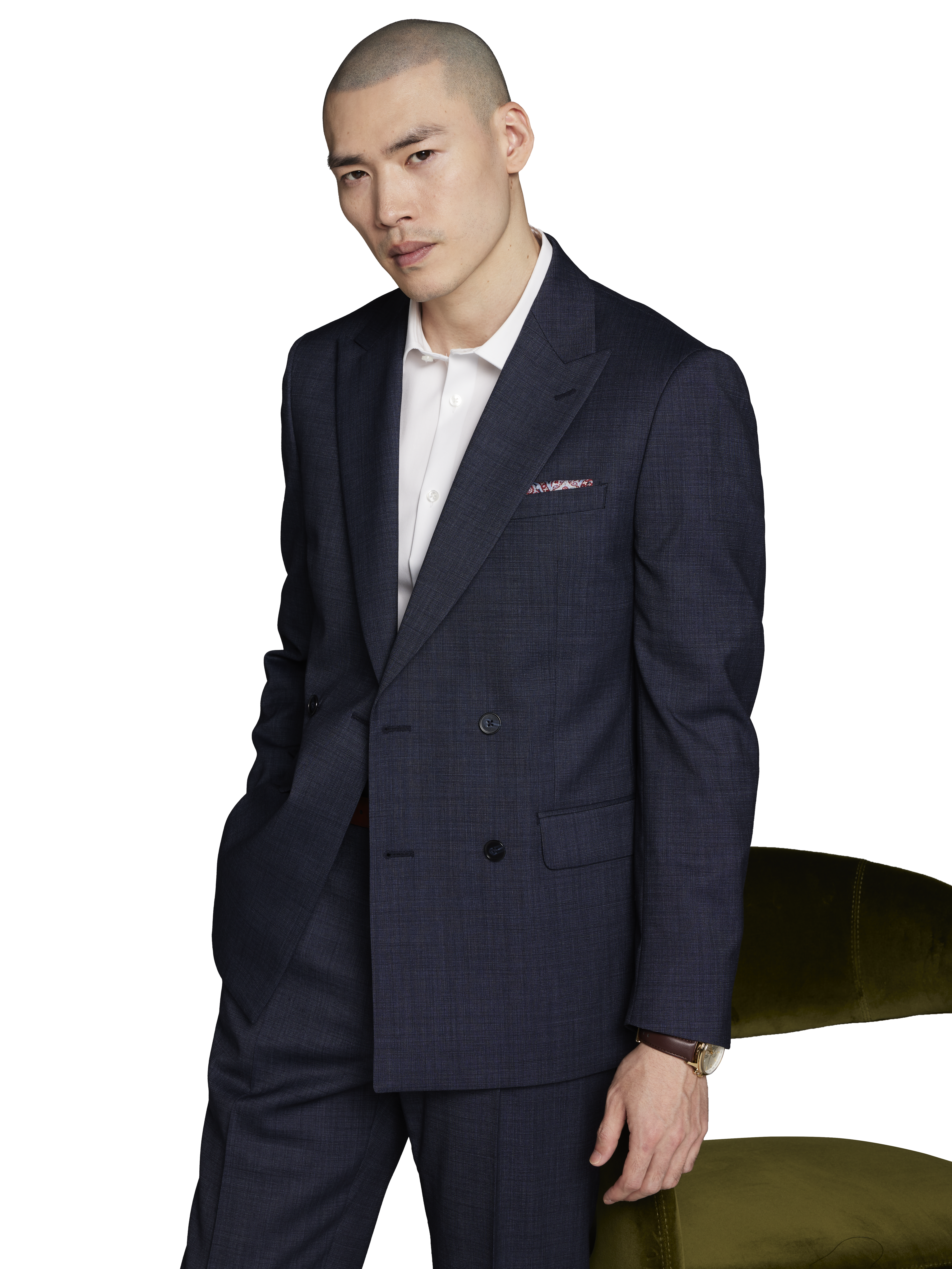 Slim FIt Wool Blend Double-Breasted Suit Jacket