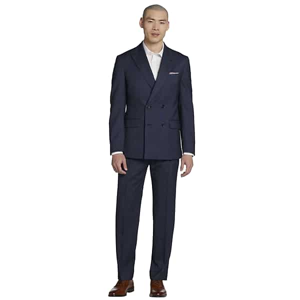Calvin Klein Slim FIt Wool Blend Double-Breasted Men's Suit Jacket Navy Tic - Size: 40 Long TMW33BP40371
