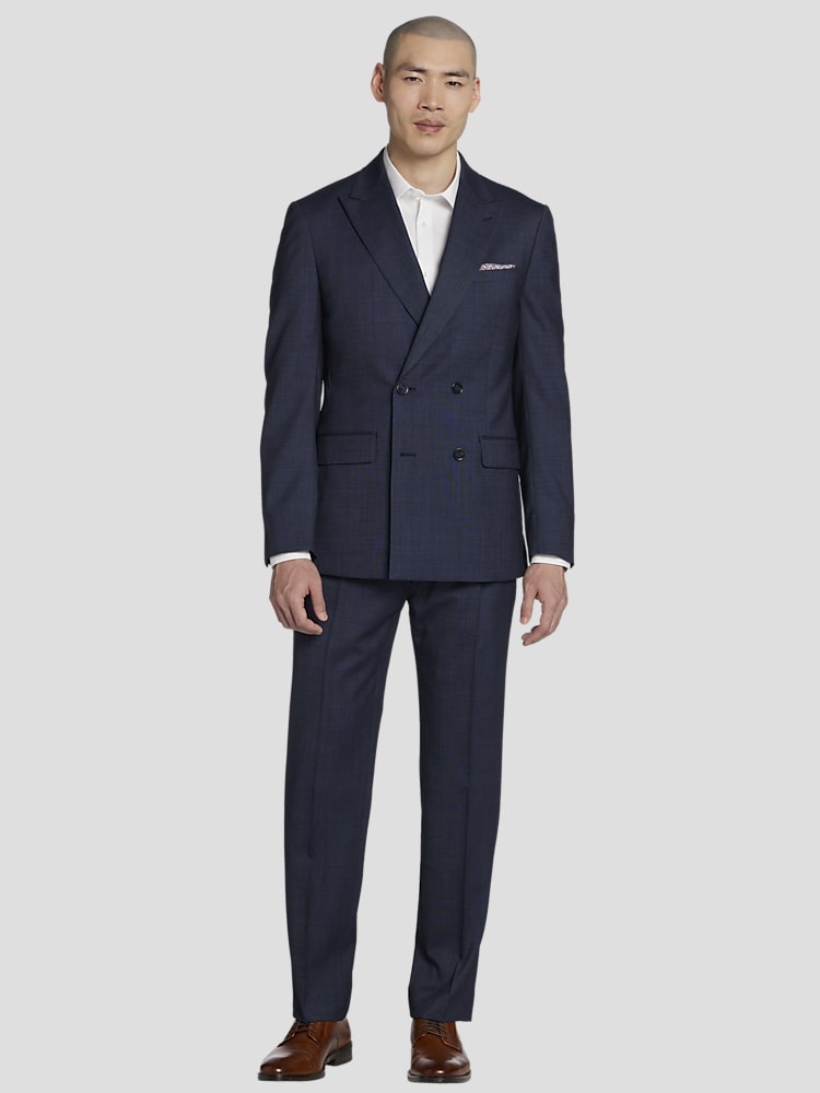 green emerald velvet dress Men’s 3-Piece Slim Fit Herringbone Suit – Notch Lapel Blazer, Vest and Pants 34R / Navy main image 0