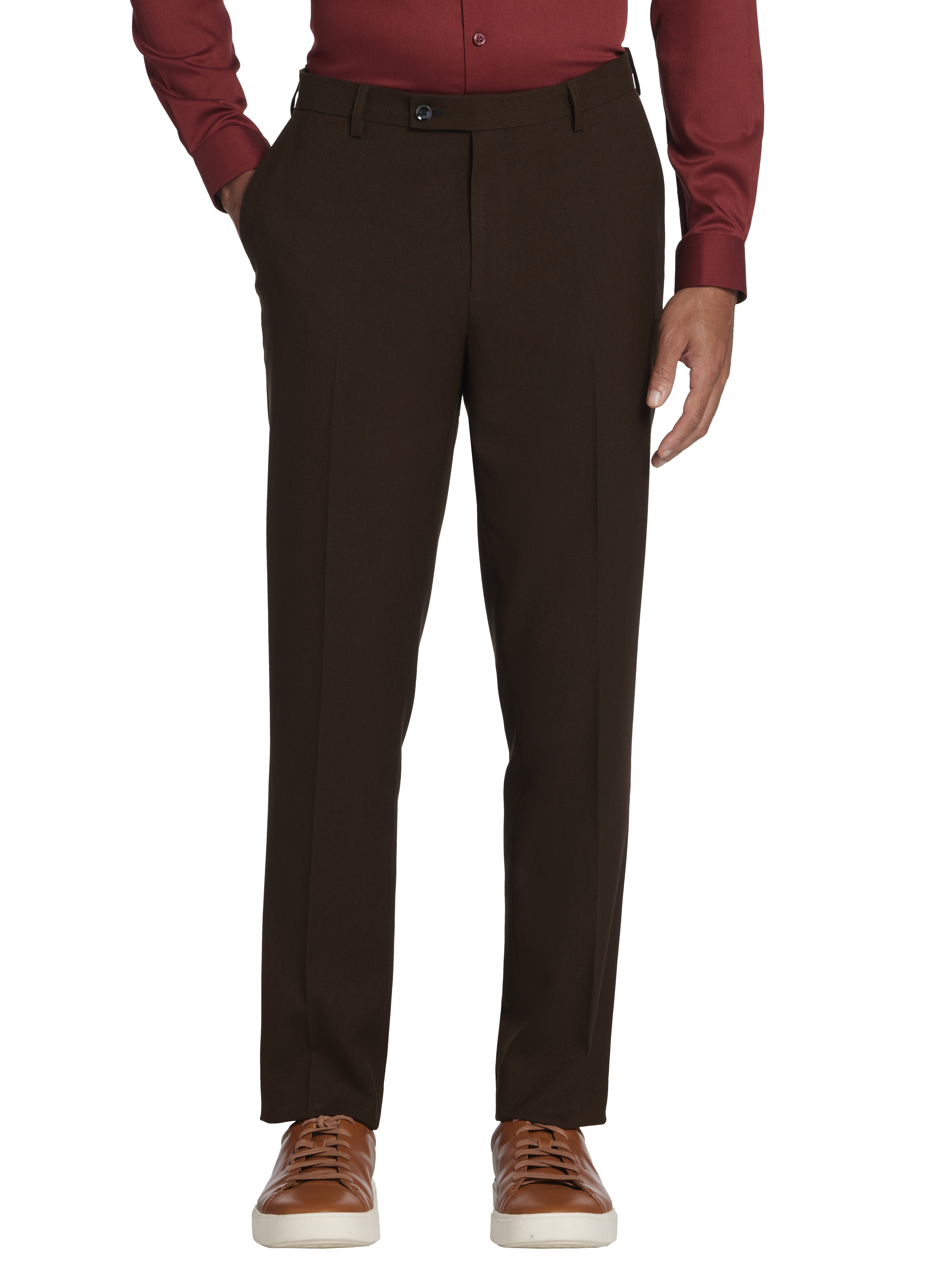 Slim Fit Suit Separates Solid Flat Front Pants