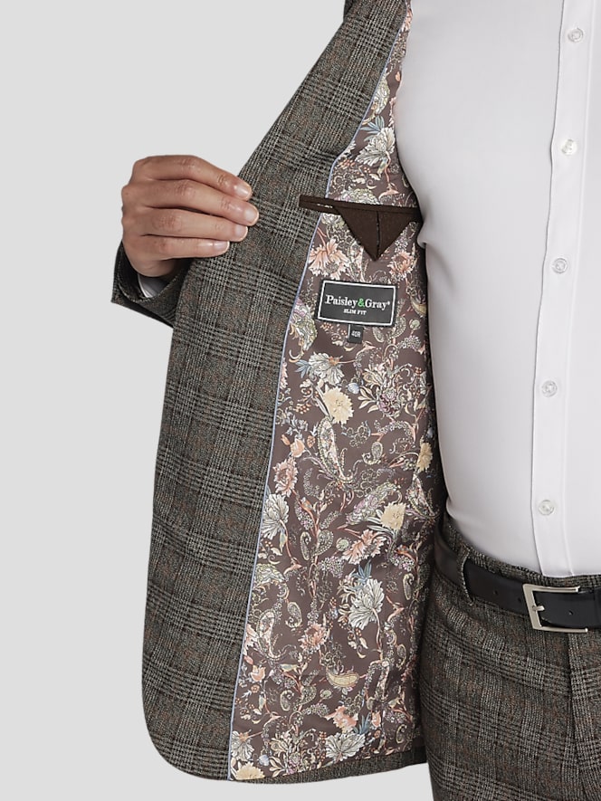 Paisley &Amp; Gray Slim Fit Plaid Suit Jacket