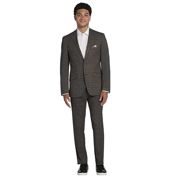 Paisley & Gray Men's Paisley & Amp; Gray Slim Fit Plaid Suit Jacket Camel - Size: 48 Regular TMW33GB48263